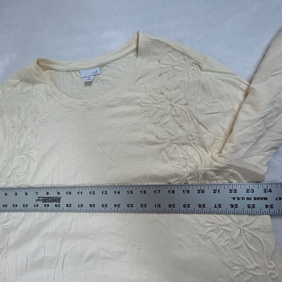 J. Jill Womens Cream Embroidered Floral Long Sleeve Tunic Top 2X Cotton Blend - Picture 7 of 8